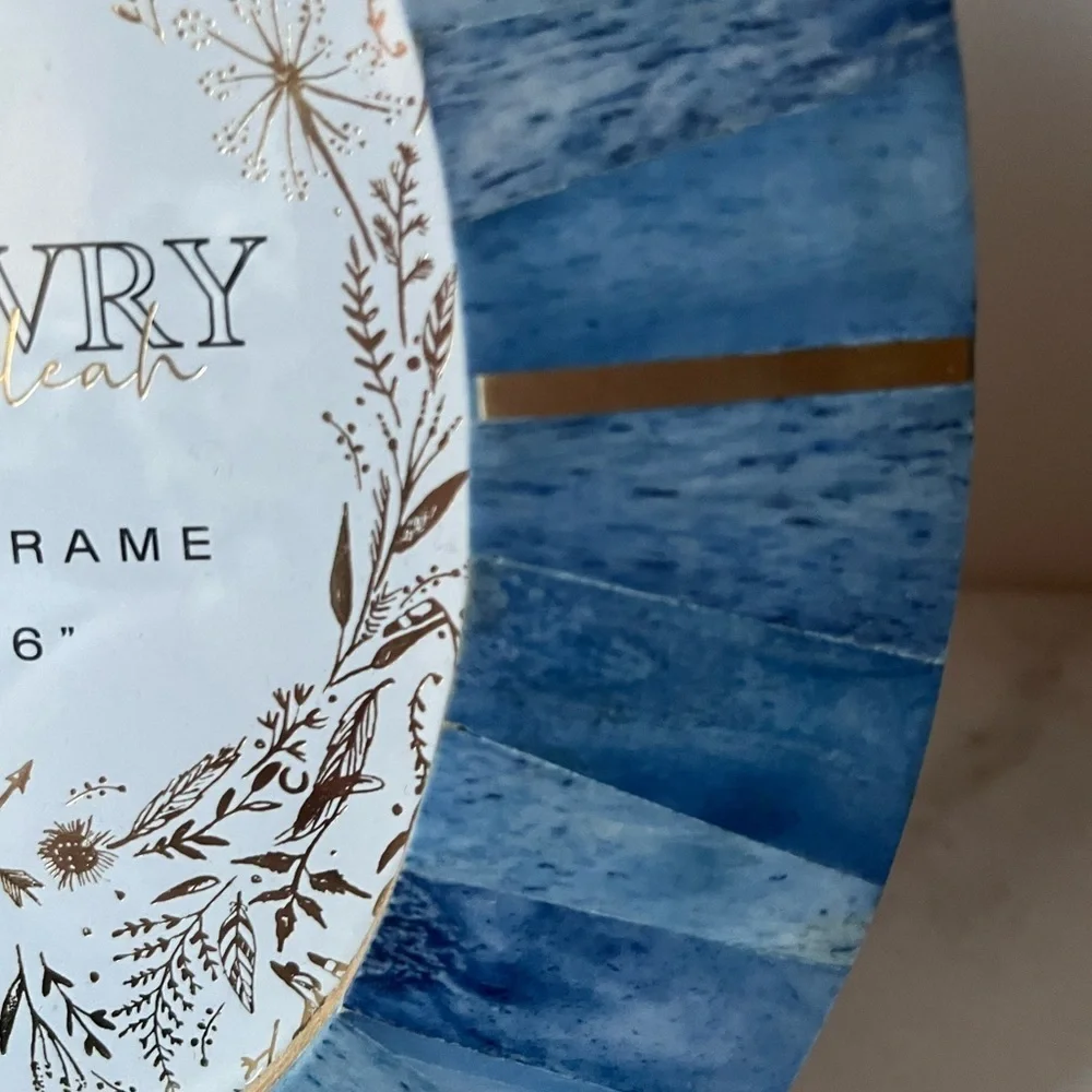 Oval 4x6 Picture Photo Frame - Carved Bone Blue gold